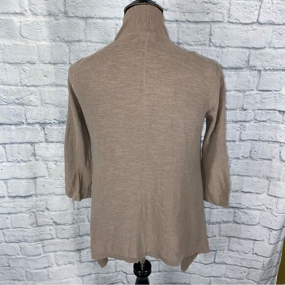 ANA open front 3/4 sleeve asymmetrical cut cardigan tan sz Small women - Picture 6 of 9